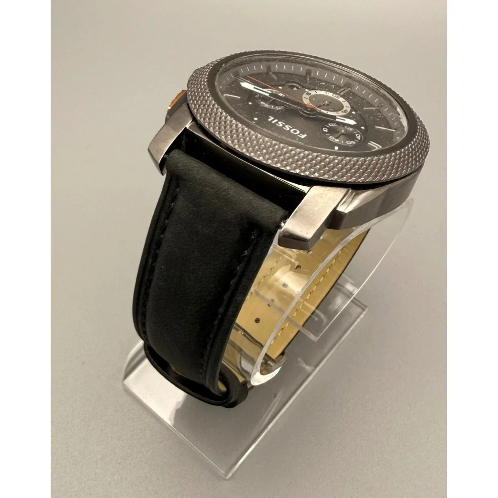 Fossil‎ FS4777 Oversized 45mm Gunmetal Watch New Crystal Leather Band